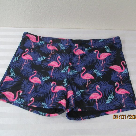 Flamingo Print Polyester Shorts - Picture 1 of 9